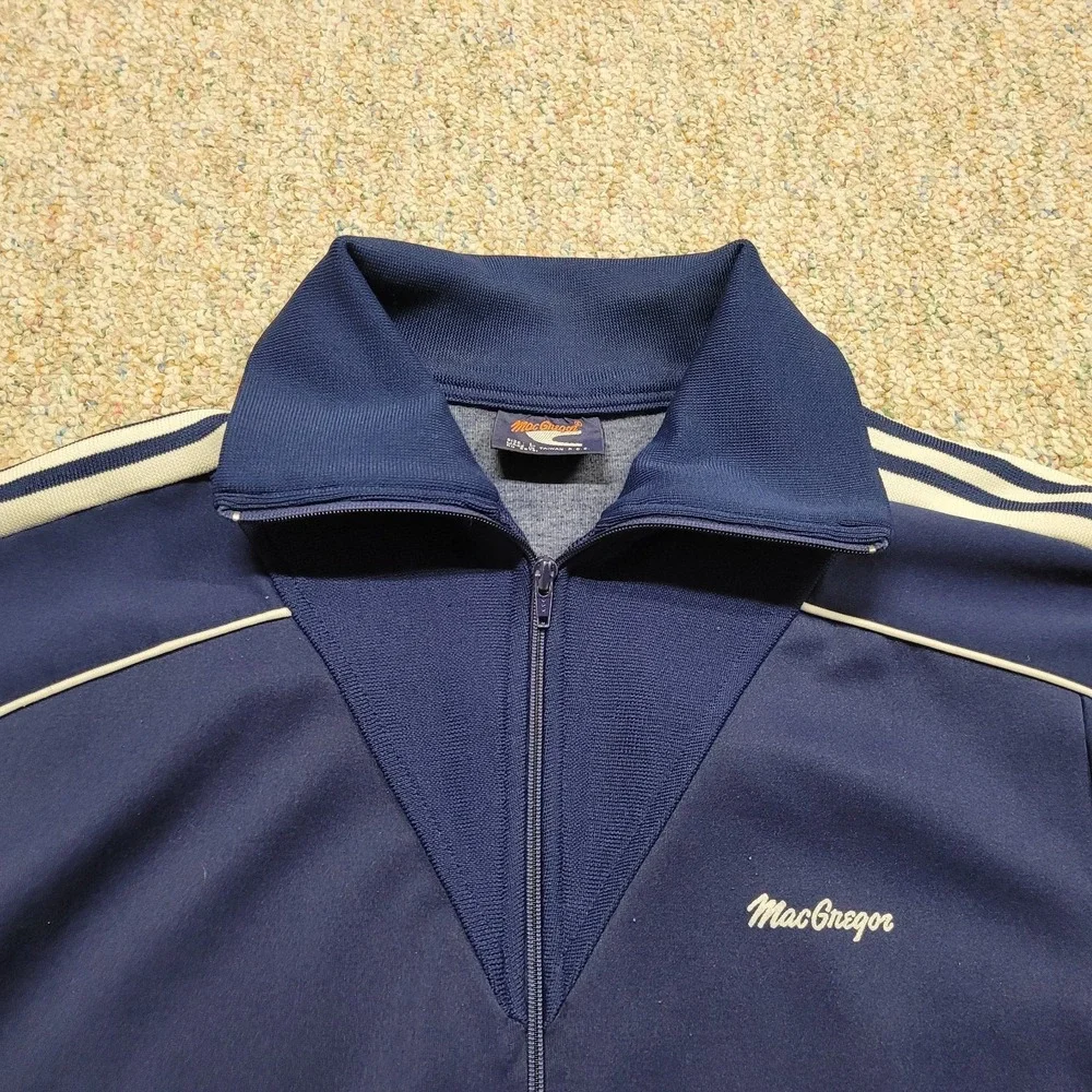 Vintage MacGregor Track Jacket Mens Large Blue Full Zip Gym Training Track Sport